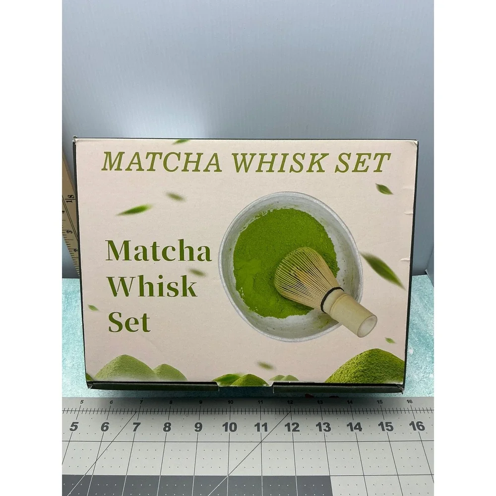 Japanese Matcha Whisk Set Ceramic Bowl‎ Bamboo Whisk Holder 6 Piece Kit